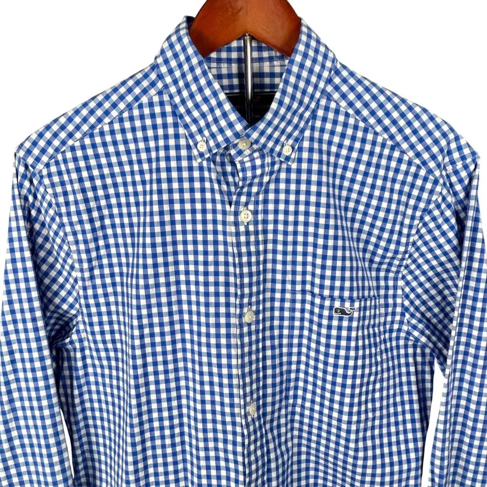 Vineyard Vines Mens Classic Fit Tucker Shirt Blue White Gingham Check Small S - Picture 3 of 6